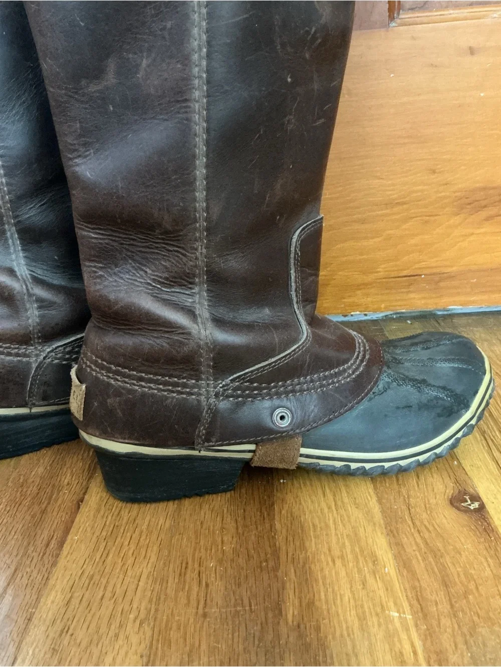 Sorel Womens Slimpack Riding Leather Duck Foot Lug Sole Waterproof Boots